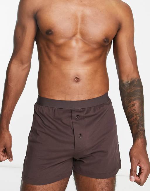 ASOS DESIGN - Boxer in jersey tono su tono, colore marrone