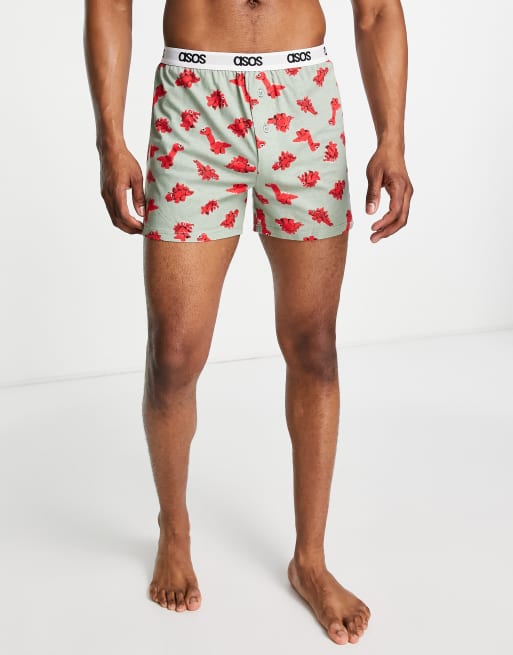 ASOS DESIGN Christmas boxers with dinosaur print