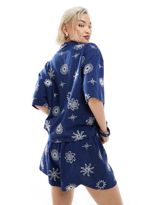 ASOS DESIGN boxer shorts with solstice embroidery in navy - part of a set, 5 of 5