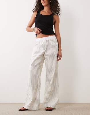 Asos Design Boxer Waistband Wide Leg Pants In White