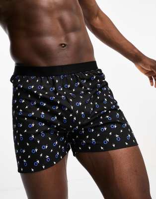 Asos Design Boxers In Black With Gaming Print