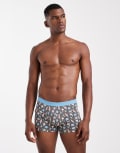 [ASOS DESIGN] ASOS DESIGN boxers with Christmas decoration graphic in blue-Black XS BLACK