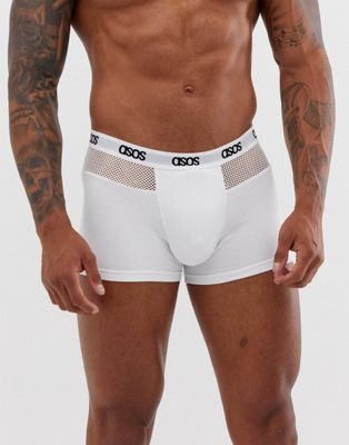 ASOS DESIGN - Boxershort met mesh en logo op de tailleband in wit