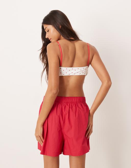 ASOS DESIGN - Boxershort van katoenen popeline in rood, 4 van 4