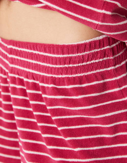 ASOS DESIGN – Boxershorts aus Frottee in gestreiftem Rosa, Kombiteil, 4 von 5