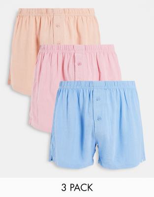 ASOS DESIGN – Boxershorts i linne, 3-pack