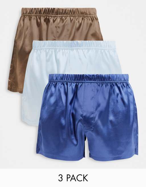 ASOS DESIGN – Boxershorts i satin, 3-pack