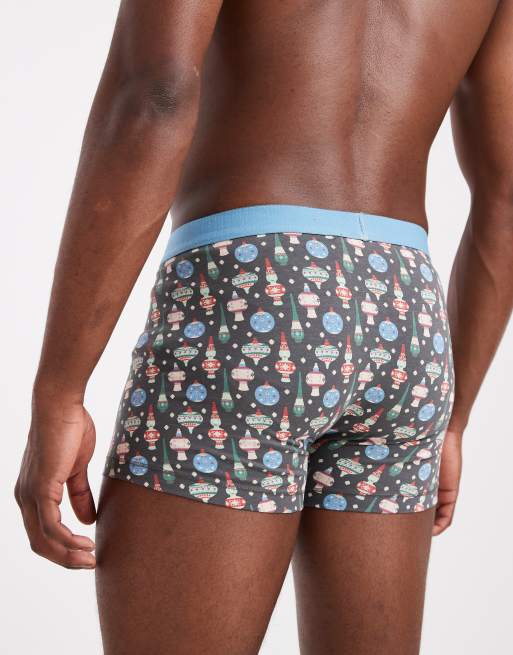 ASOS DESIGN – Boxershorts in Blau mit weihnachtlicher Deko-Grafik, 3 von 3