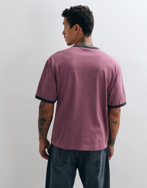 ASOS DESIGN boxig avslappnad ringer-t-shirt i tvättad rosa, 3 av 5