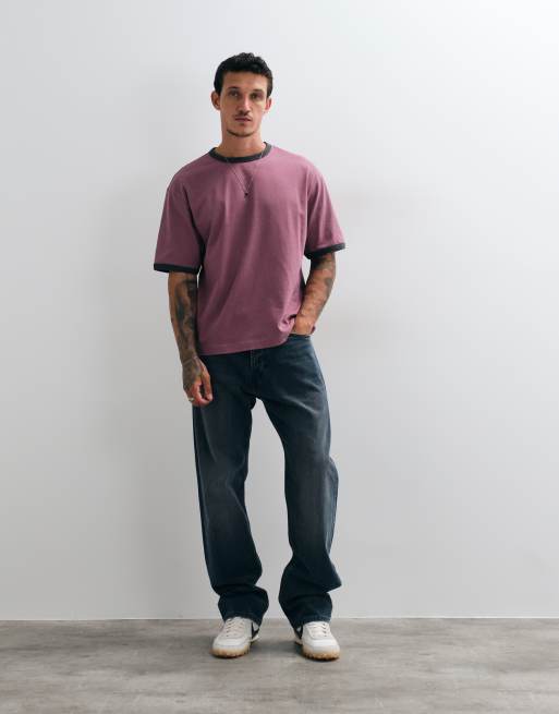 ASOS DESIGN boxig avslappnad ringer-t-shirt i tvättad rosa, 5 av 5