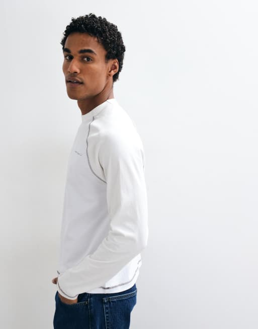 ASOS DESIGN boxig långärmad raglan-t-shirt med text i vitt, 4 av 5
