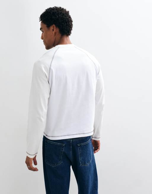 ASOS DESIGN boxig långärmad raglan-t-shirt med text i vitt, 5 av 5