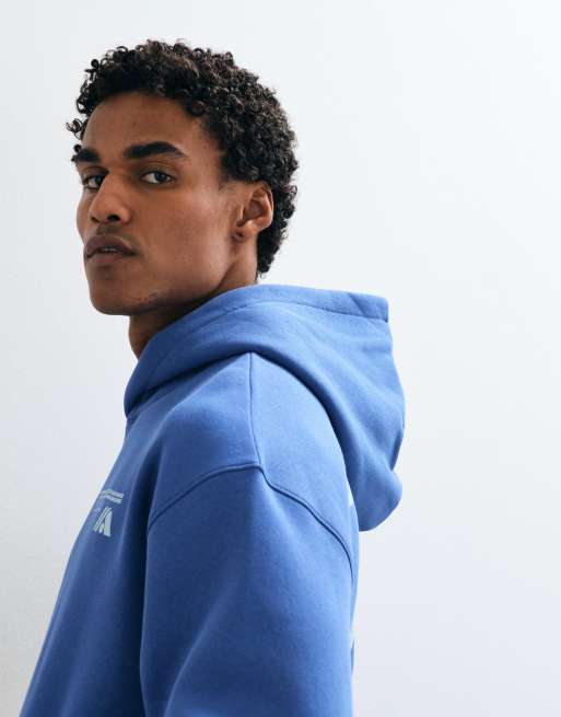ASOS DESIGN boxig oversize huvtröja med pigmenttryck i blå polybomull, 5 av 5