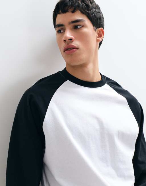 ASOS DESIGN boxig oversize långärmad topp med raglanärmar i svart och vitt, 3 av 5