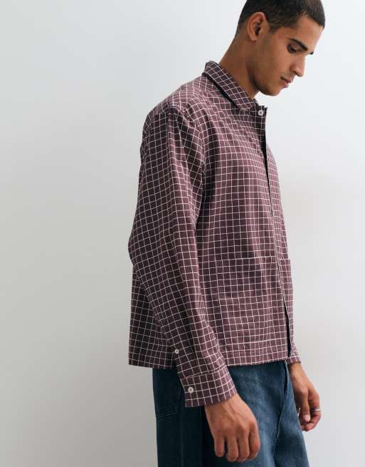 ASOS DESIGN boxig oversize-rutig skjorta i berry, 3 av 5
