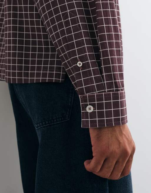ASOS DESIGN boxig oversize-rutig skjorta i berry, 4 av 5