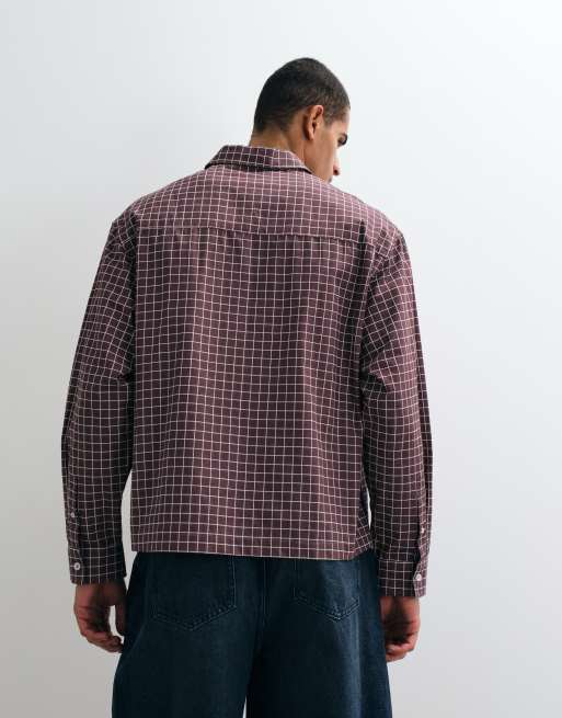 ASOS DESIGN boxig oversize-rutig skjorta i berry, 5 av 5