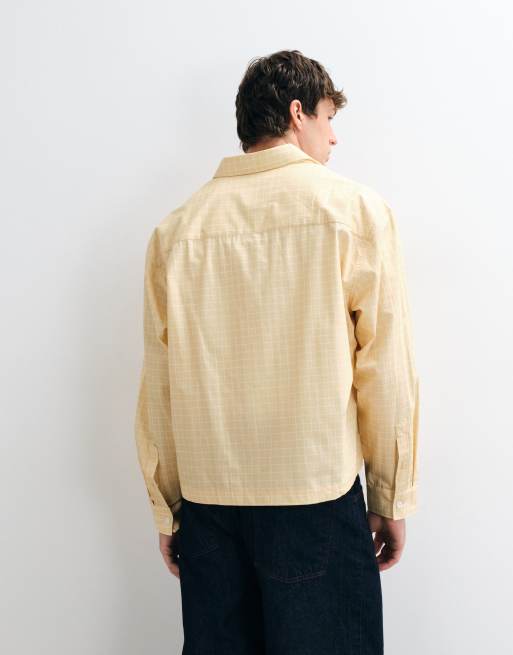ASOS DESIGN boxig oversize-skjorta med mikrorutigt mönster i gult, 3 av 5
