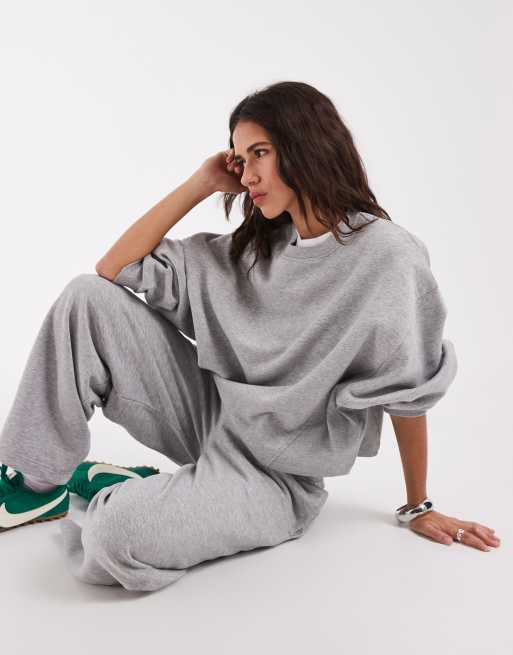 ASOS DESIGN boxig oversize sweatshirt med borstad insida i gråmelerad, 4 av 4