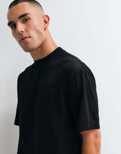 ASOS DESIGN boxig oversize-t-shirt i svart sportmesh - view 1