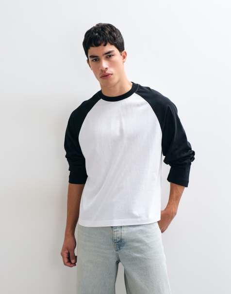 ASOS DESIGN boxig oversize t-shirt med långa raglanärmar i vitt - view 1