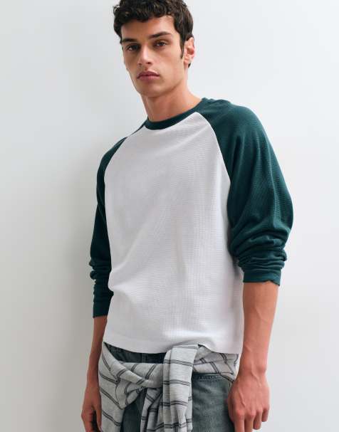 ASOS DESIGN boxig oversize t-shirt med raglanärmar och långa ärmar i vitt våffeltyg - view 1