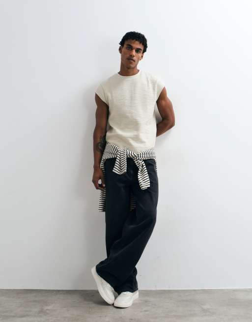 ASOS DESIGN boxig t-shirt med regular fit och capärm i stenstruktur, 3 av 5