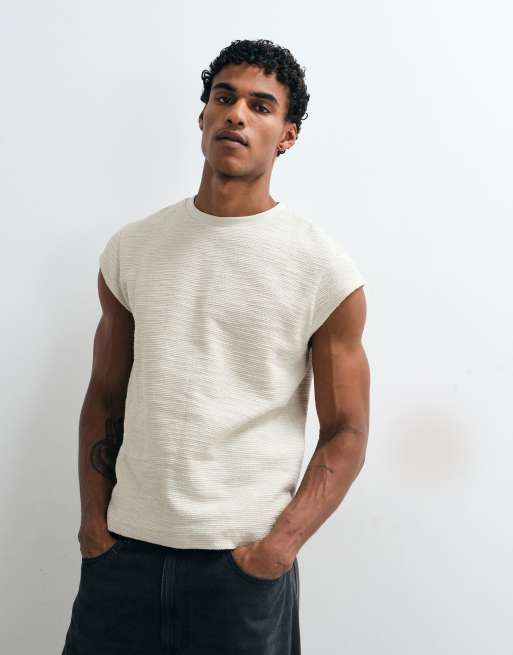 ASOS DESIGN boxig t-shirt med regular fit och capärm i stenstruktur, 5 av 5