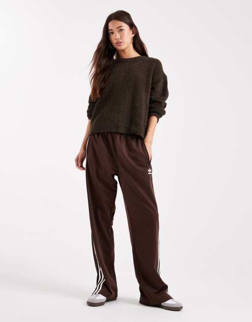 ASOS DESIGN boxy boucle crew neck jumper in chocolate, 3 of 4