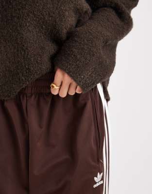 Asos Design Boxy Boucle Crew Neck Sweater In Brown