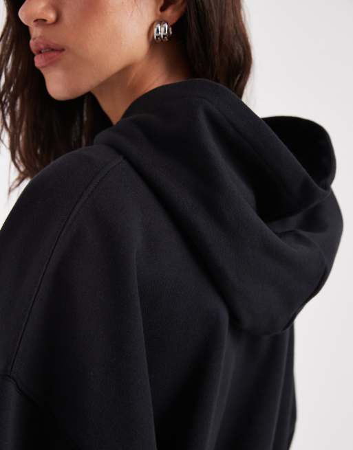 ASOS DESIGN boxy brushback hoodie in black, 3 of 4
