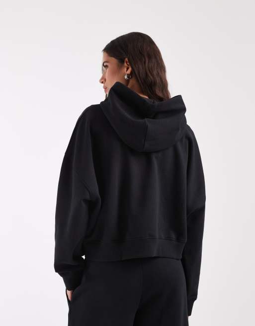 ASOS DESIGN boxy brushback hoodie in black, 4 of 4