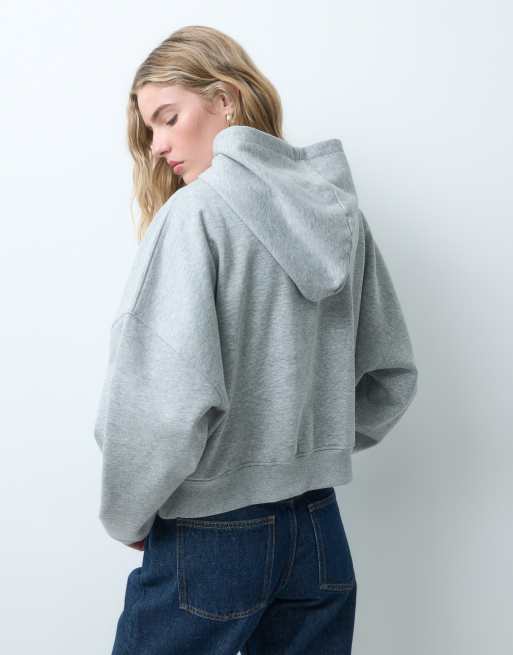 ASOS DESIGN boxy brushback hoodie in gray heather , 3 of 4