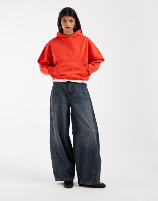 ASOS DESIGN boxy brushback hoodie in red, 2 of 4