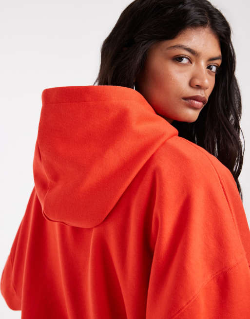 ASOS DESIGN boxy brushback hoodie in red, 3 of 4