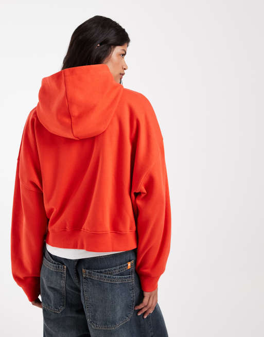 ASOS DESIGN boxy brushback hoodie in red, 4 of 4