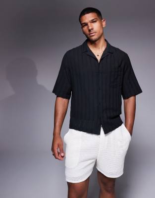 Asos Design Boxy Camp Collar Broderie Shirt