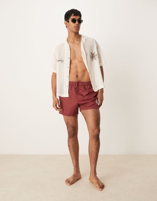 ASOS DESIGN boxy camp collar shirt with chest embroidery in cream - part of a set, 2 of 4