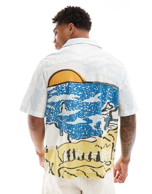 ASOS DESIGN boxy camp collar shirt with scenic print, 3 of 4