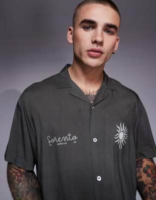 ASOS DESIGN CO-ORD BOXY REVERE SHIRT WITH SUMMER GRAPHIC