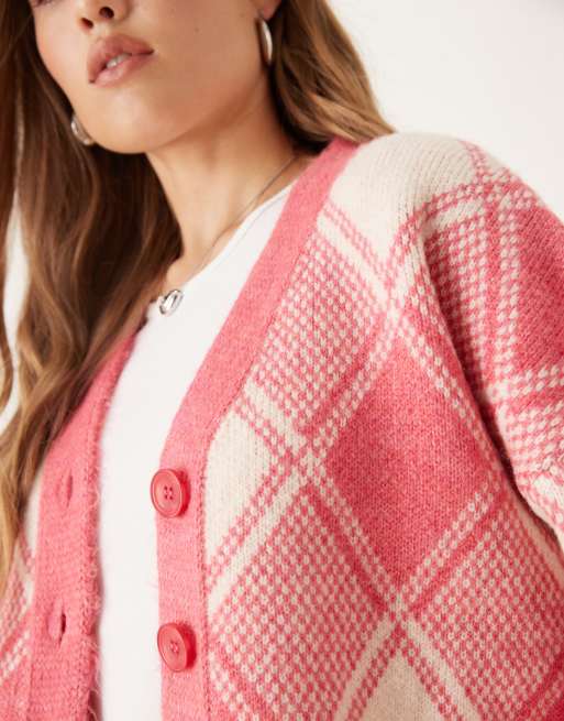 ASOS DESIGN boxy cardigan in argyle