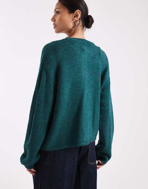 asos-design-boxy-cardigan-with-covered-buttons-in-forest-green-asos