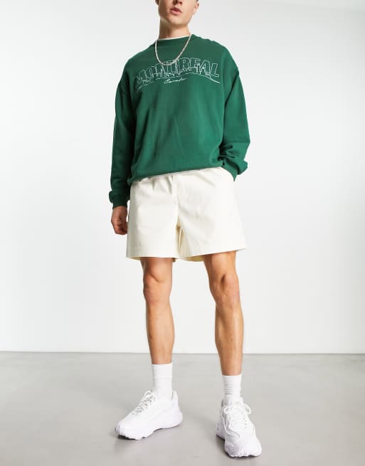 ASOS DESIGN boxy chino shorts in shorter length in ecru 