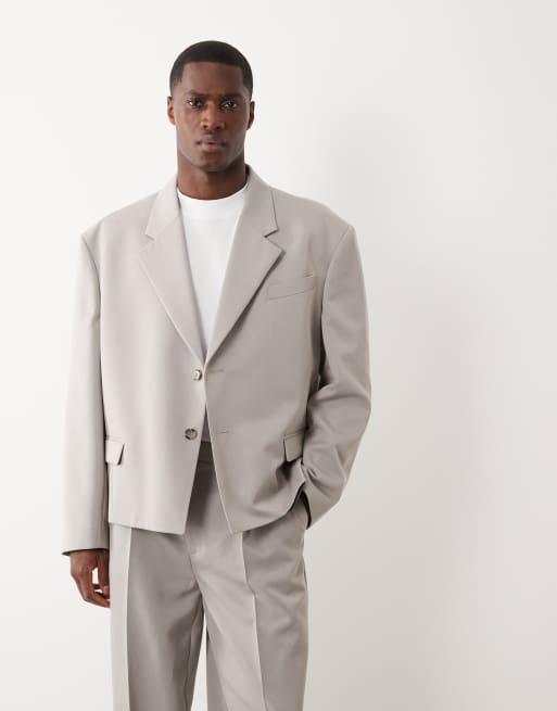 ASOS DESIGN - Oversized pak met toelopende pantalon in lichtgrijs, 2 van 3