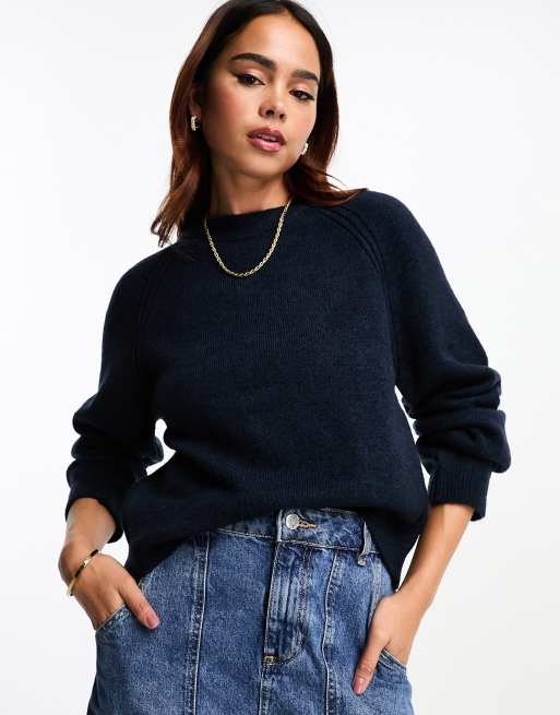 Navy crew neck jumper womens sale