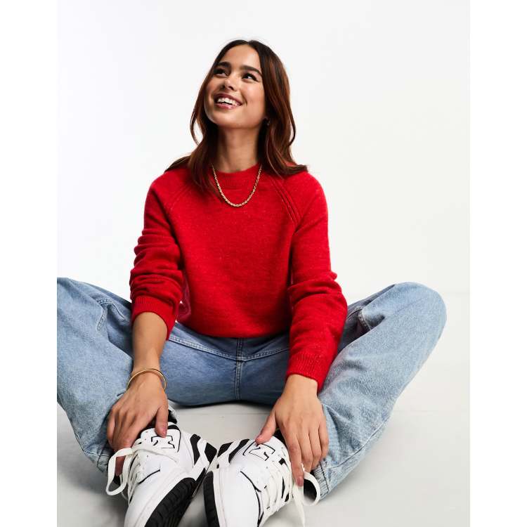 ASOS DESIGN boxy crew neck jumper in red ASOS