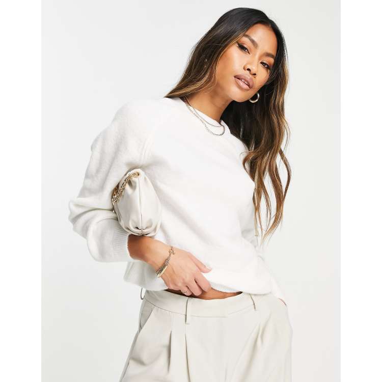 ASOS DESIGN boxy crew neck sweater in cream