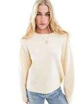 ASOS DESIGN off shoulder sweater in rib in cream