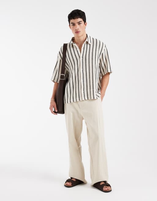ASOS DESIGN boxy crochet shirt in black & white, 2 of 5