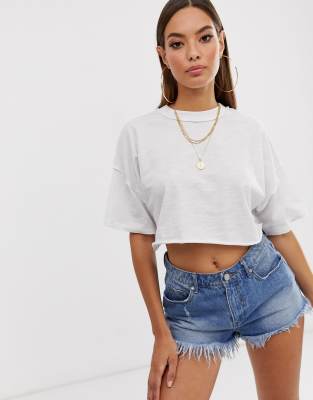 white baggy crop top